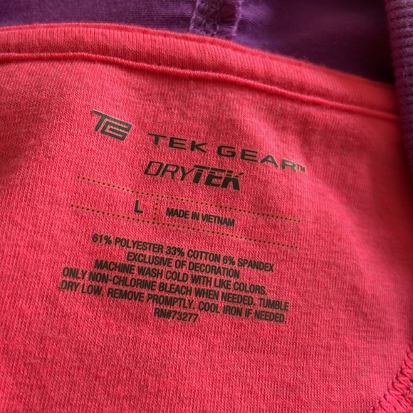TEK GEAR DryTek Hoodie Sweat Shirt SizeL Berry Color Athletic Sporty Relaxed Fit - Picture 3 of 9
